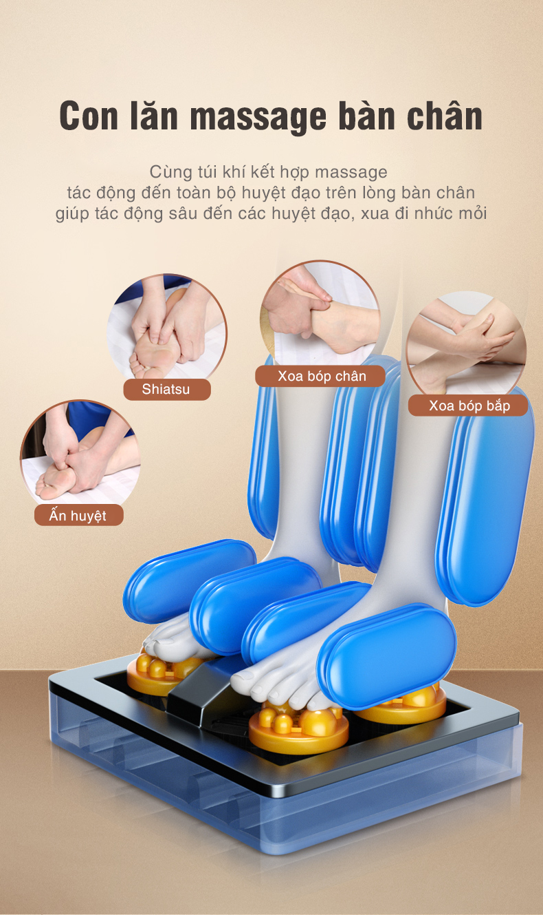 Massage chân bằng con lăn và túi khí