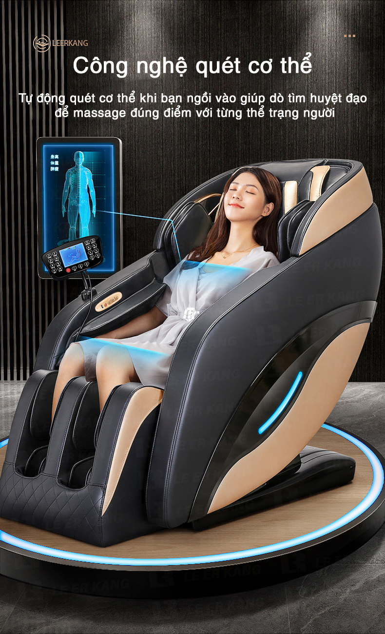 Tính năng quét toàn thân của ghế massage toàn thân chính hãng Leercon giúp bài massage hiệu quả hơn